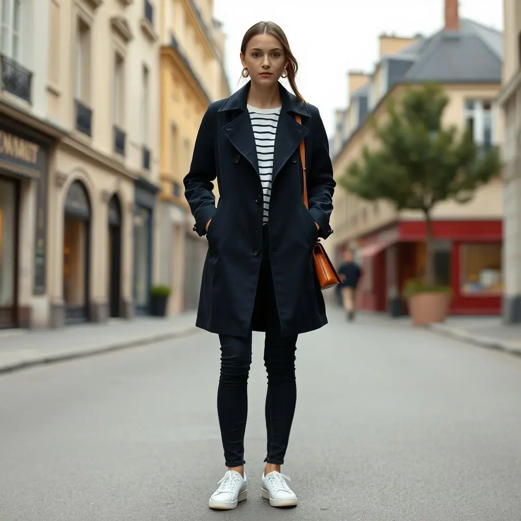 Parisian Stripes with a Trench