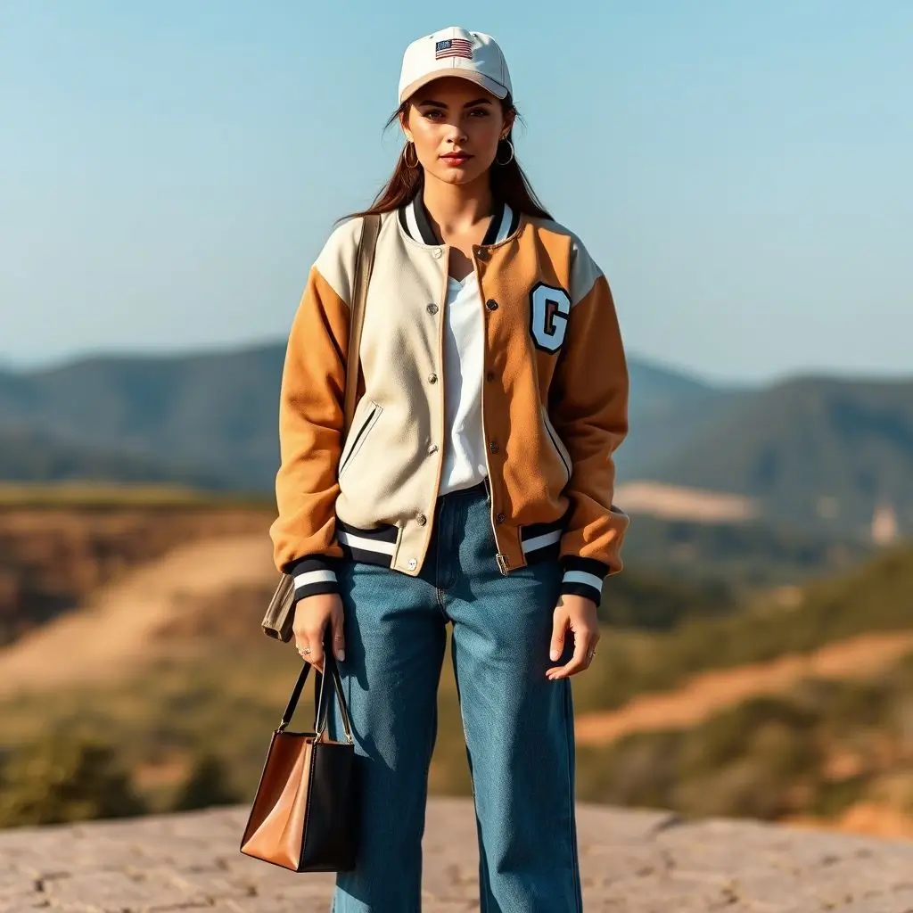 Baseball Cap & Varsity Jacket Look