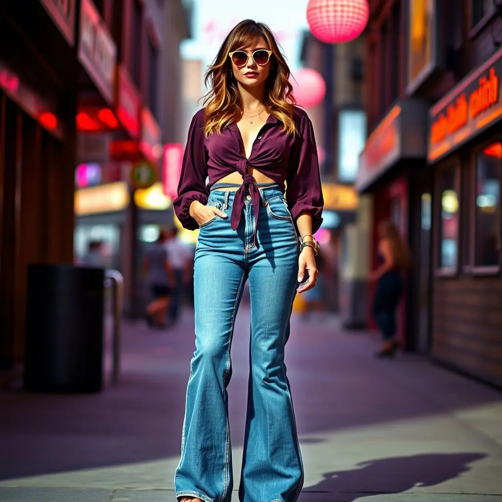 Bell-Bottom Jeans & Crop Top