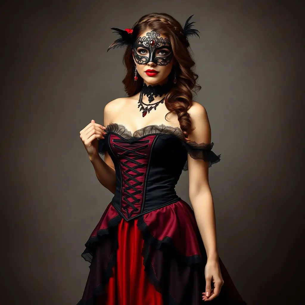 Black & Red Victorian-Inspired Gown