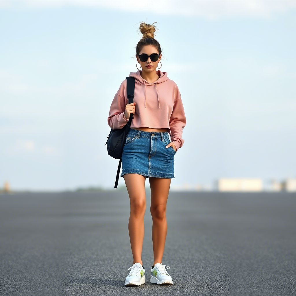 Cropped Hoodie with Low-Rise Mini Skirt