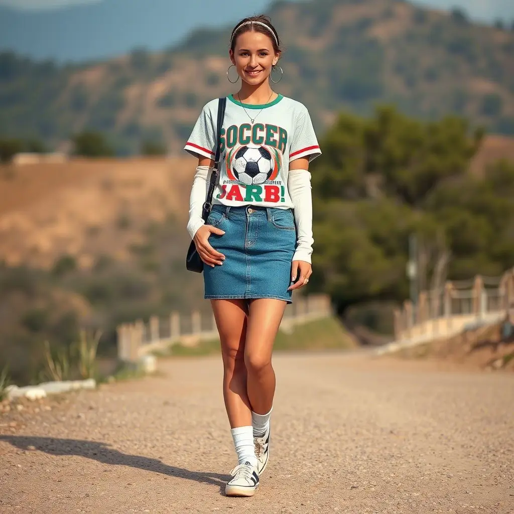 Soccer Tee and Denim Mini Skirt Duo