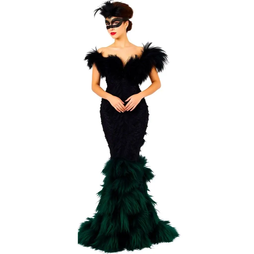 Feathered Masquerade Dress