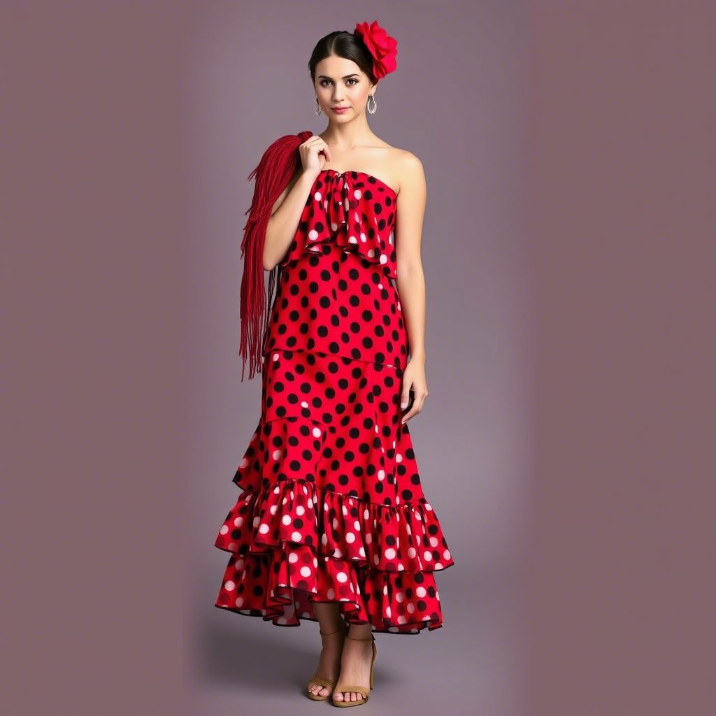 Spanish Flamenco-Inspired Ruffled Dress