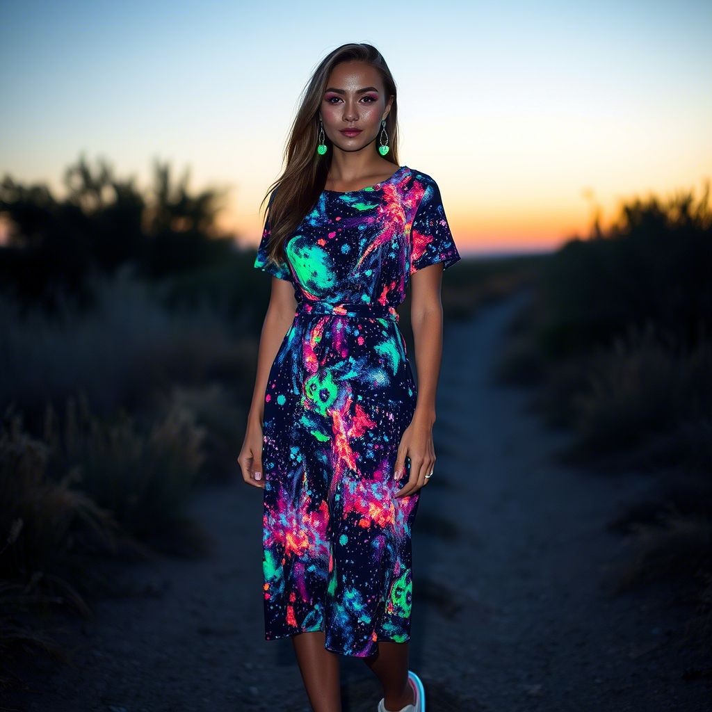 Glow-in-the-Dark Galaxy Print Dress