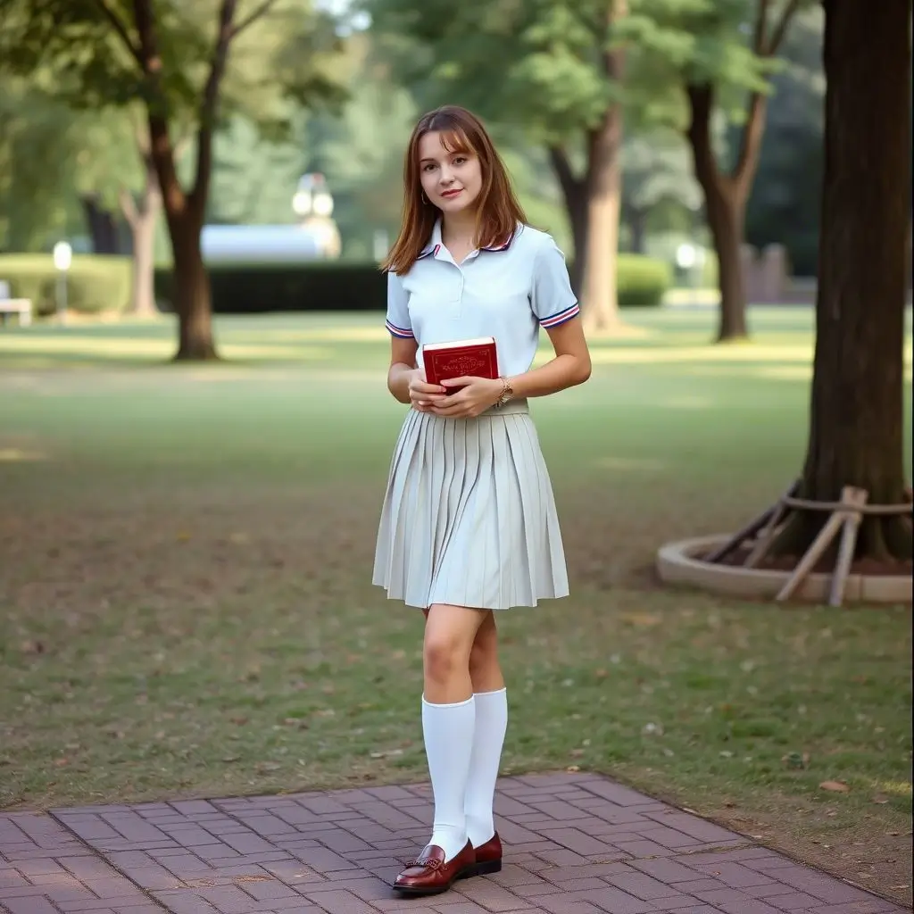 80s preppy polo shirt and pleated skirt Ivy League fashion trend