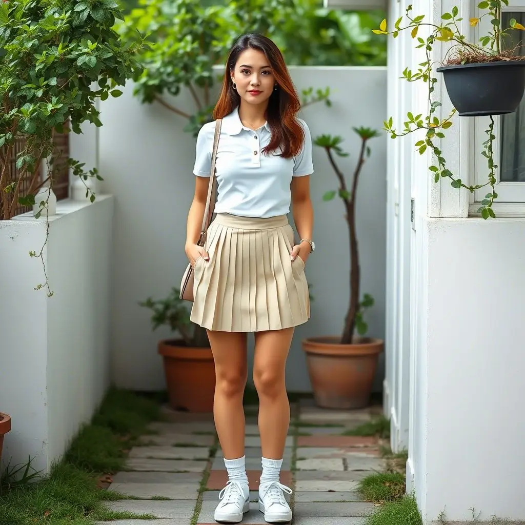 Polo and Pleated Skirt Combo