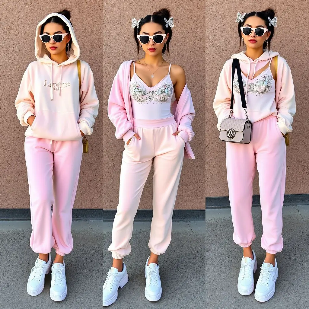 Velour Tracksuit & Butterfly Clips