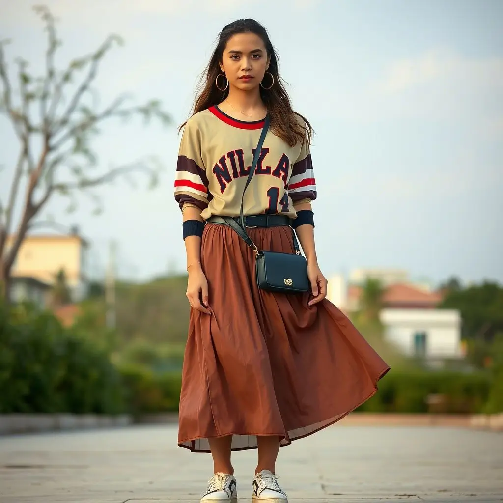 Retro-Inspired Jersey and Midi Skirt