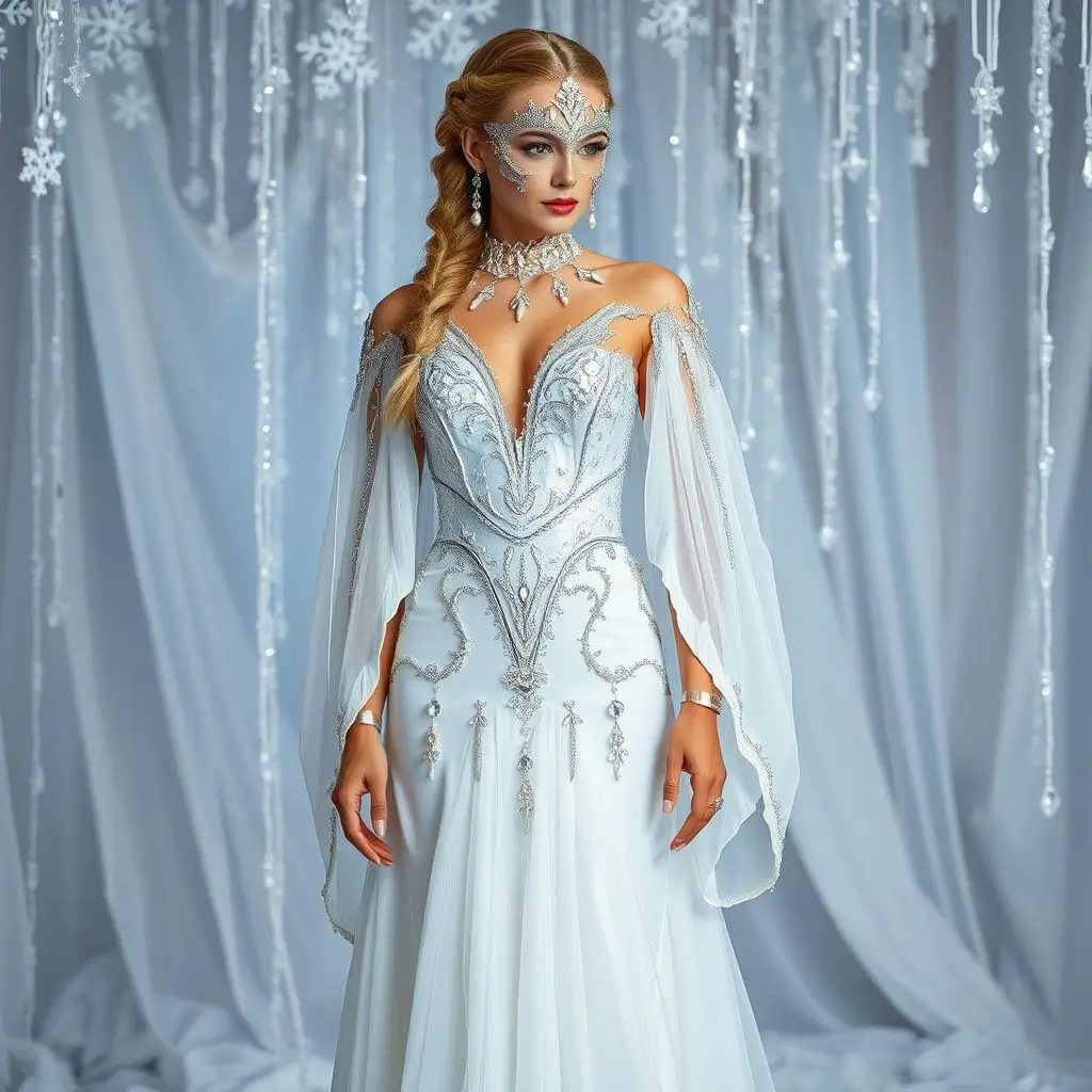 White & Silver Ice Queen Dress