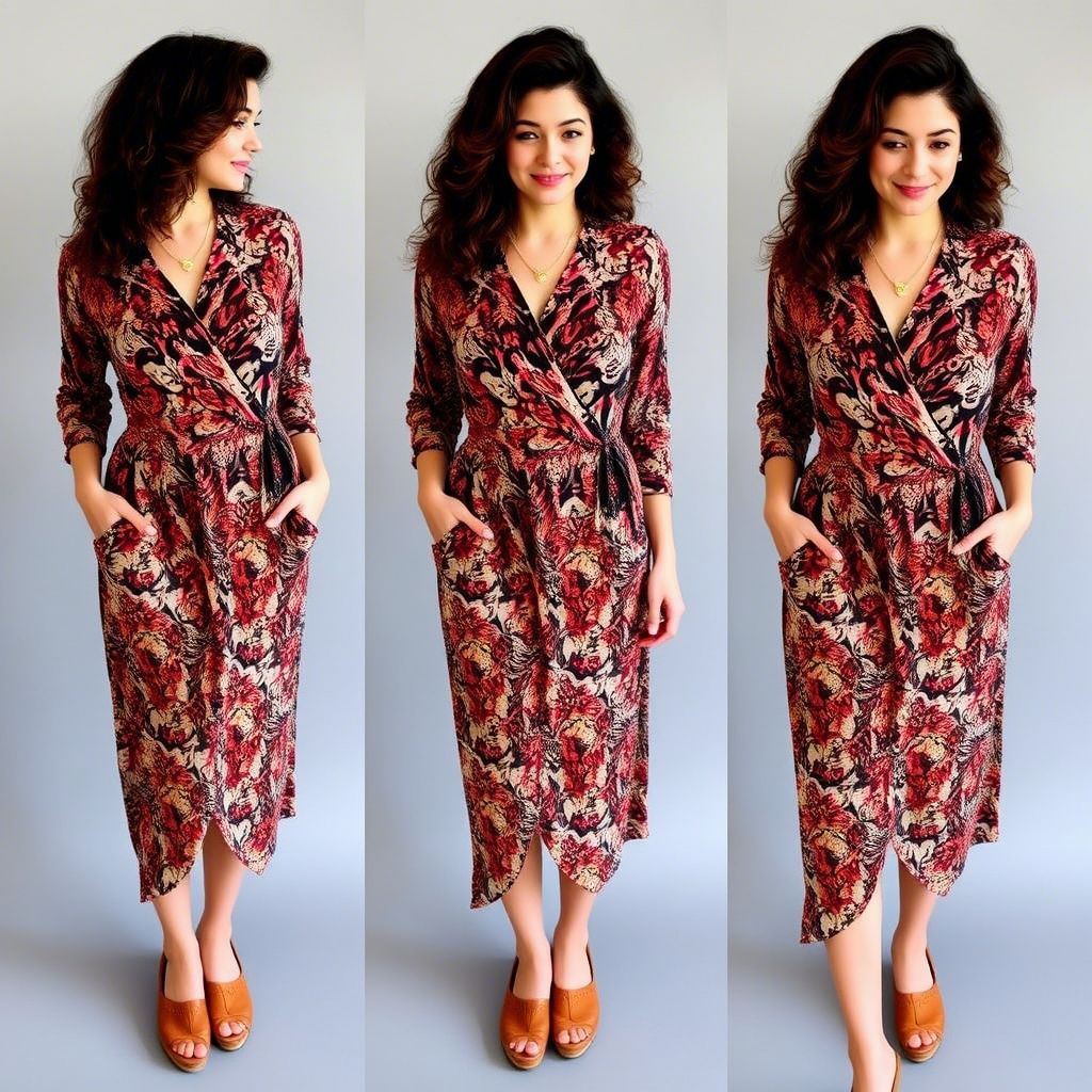 Wrap Dress & Wooden Clogs