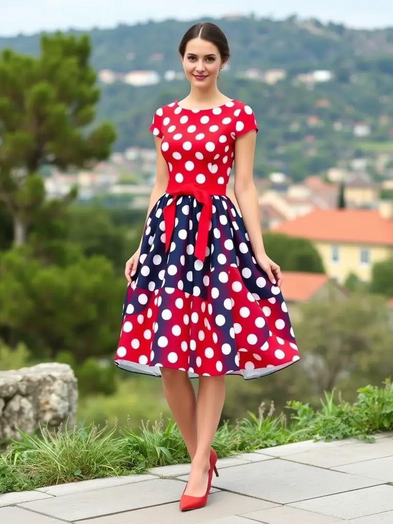 Polka Dot Dresses with a Flared Skirt