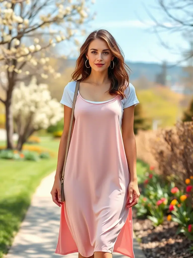 Slip Dress Layered Over a White Tee